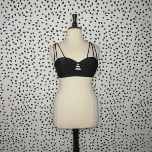 Adore Me Black Strappy Cut Out Underwire Bikini Swim Top